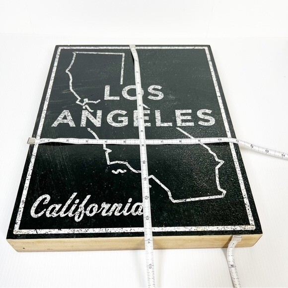 John Golden Map of Los Angeles, California Dated 2/5/15 on Wood Black and Grey - Picture 7 of 9